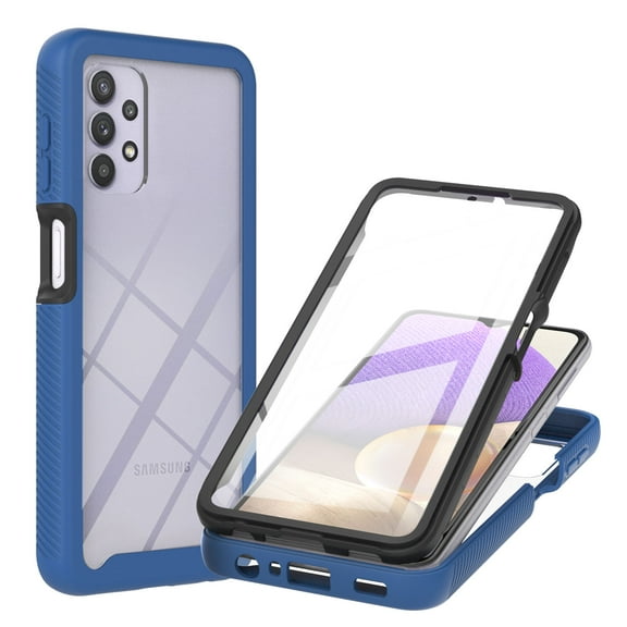 Galaxy A32 Case 5G, TOPSHE Case with Build-in Screen Protector Full Body Protection Rugged Shockproof Anti-scratch Clear Back Cover for Samsung Galaxy A32 5G Version - Blue