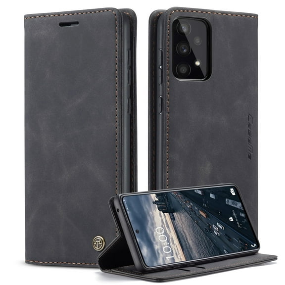 for Galaxy A33 5G Wallet Case with [RFID Blocking] Retro Premium PU Leather Flip Folio Strong Magnetic Closure, Kickstand, Card Slots, Flip Book Style Cover For Samsung Galaxy A33 5G,
Black
