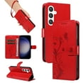 thumbnail image 1 of Galaxy A34 5G Wallet Case with Cards Slots & Hand Wrist, Allytech Premium PU Leather Floral Butterfly Flip Cover Stand Magnetic Closure Phone Case for Samssung Galaxy A34 5G - Red, 1 of 8
