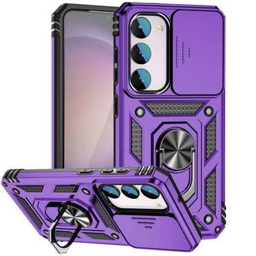 Galaxy A35 Case,Dteck Shockproof Rubber Rugged Case Hybrid Hard Ring Holder Kickstand Slide Camera Lens Protector Cover for Samsung Galaxy A35,Purple