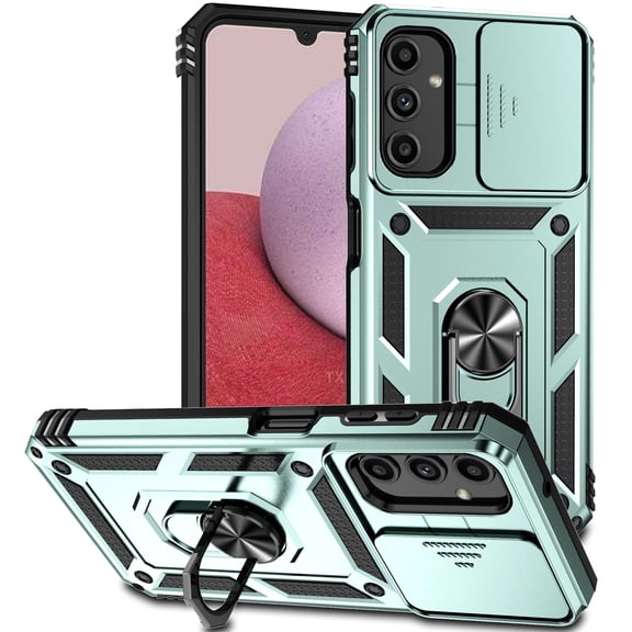 Galaxy A36 5G /Galaxy A37 5G Case,Dteck Shockproof Rubber Rugged Case Hybrid Hard Ring Holder Kickstand Slide Lens Protection Cover for Samsung Galaxy A36 5G / A37 5G,Darkgreen
