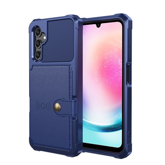for Galaxy A36 5G Wallet Case, RFID Blocking Card Holder Slot Kickstand Magnetic Button Closure Women Men Heavy Duty Shockproof Rugged Back Case Cover for Samsung Galaxy A36 5G, Darkblue