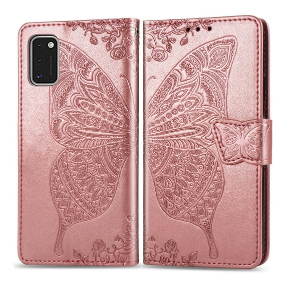 Galaxy A41 Case, Galaxy A41 Wallet Case Folio Case Magnetic Closure RFID Blocking Card Slots Kickstand Case Shockproof Absorption Double Protection Case for Samaung Galaxy A41, Rosegold
