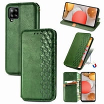 Galaxy A42 5G Case, PU Leather TPU Wallet Cover with Card Holder Kickstand Hidden Magnetic Adsorption Shockproof Flip Folio Cell Phone Case for Samsung Galaxy A42 5G 6.6 inch 2021, Green