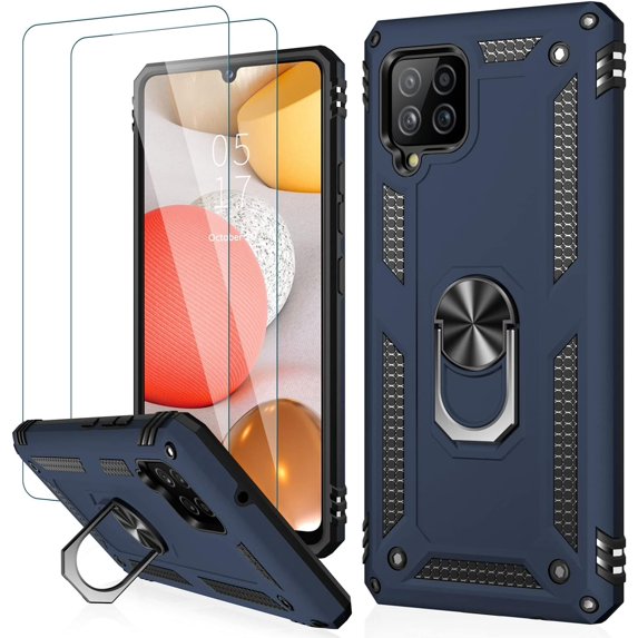 for Galaxy A42 5G Case with Screen Protector, Grade Shockproof Cover Pass 16ft Drop Test Protective Phone Case with Kickstand Car Holder for Samsung Galaxy A42 5G Blue