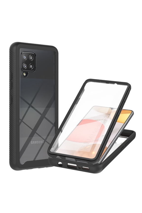 Galaxy A42 Case 5G, TOPSHE Case with Build-in Screen Protector Full Body Protection Rugged Shockproof Anti-scratch Clear Back Cover for Samsung Galaxy A42 5G Version - Black