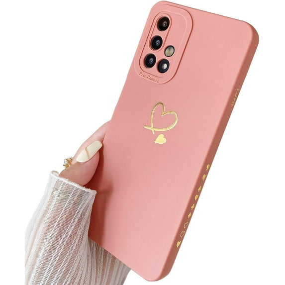 for Galaxy A51 4G Case(Not fit 5G),Cute Bling Side&Back Plated Love Heart with Anti-Fall Lens Camera Cover Protection Soft Shockproof Anti-Fingerprint Case for Samsung Galaxy A51 6.5" - Pink