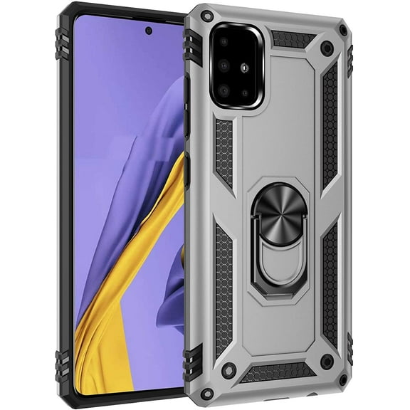 Galaxy A51 5G Case, Extreme protection Dual Layer Protective Cover with 360 Degree Swivel Ring Kickstand for Samsung Galaxy A51 5G(Model:SM-A516F) 6.5" Silver
