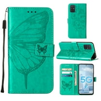 Galaxy A51 (5G) Phone Case, Dteck Embossed Butterfly PU Leather Wallet Foilo Case Stand Protective Cover with Hand Strap [Built-in card slots/money pocket] for Samsung Galaxy A51 5G, Green