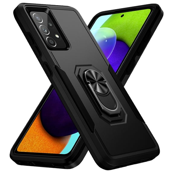 Galaxy A52 5G Case, 360 degree Rotate Ring Stand Rugged Lightweight Slim Impact-Resistant Full Body Shockproof Protective Bumper Case For Samsung A52 5G,Black