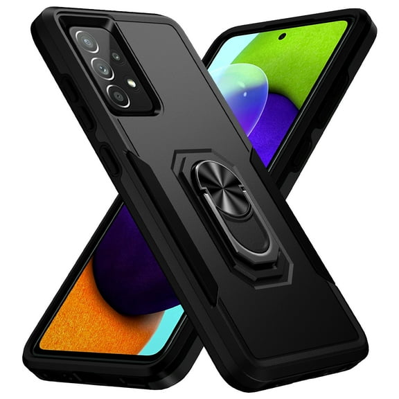 Galaxy A52 5G Case, 360 degree Rotate Ring Stand Rugged Lightweight Slim Impact-Resistant Full Body Shockproof Protective Bumper Case For Samsung A52 5G,Black