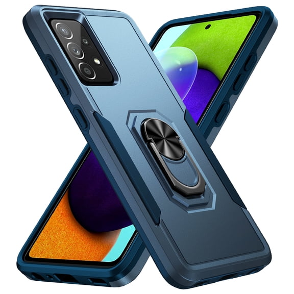 Galaxy A52 5G Case, 360 degree Rotate Ring Stand Rugged Lightweight Slim Impact-Resistant Full Body Shockproof Protective Bumper Case For Samsung A52 5G,Blue