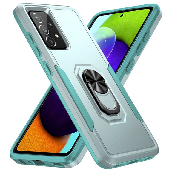 Galaxy A52 5G Case, 360 degree Rotate Ring Stand Rugged Lightweight Slim Impact-Resistant Full Body Shockproof Protective Bumper Case For Samsung A52 5G,Green