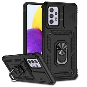 Galaxy A52 5G Kickstand Armor Case with Slide Camera Lens Protection Cover Built-in 360° Rotate Ring Holder Stand Magnetic Military Shockproof Phone Cover Case for Samsung Galaxy A52 5G,
Black