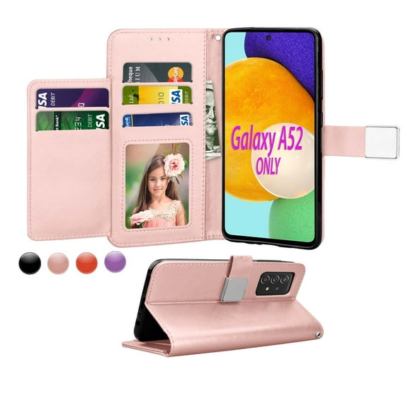 Galaxy A52 5G Wallet Case, Samsung Galaxy A52 5G 6.5" 2021 PU Leather Cases, Njjex [Kickstand] Luxury PU Leather Wallet Case Flip Folio Cover [Card Slots] [Wrist Strap]