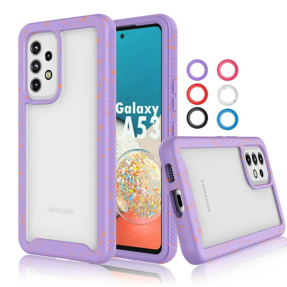 Galaxy A53 5G Case Clear, Sturdy Case for 2022 Samsung Galaxy A53 6.5", Njjex Full-Body Rugged Transparent Clear Back Bumper Case Cover for Samsung Galaxy A53 5G -Purple