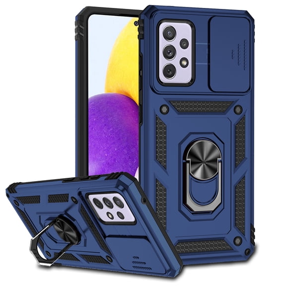 Galaxy A53 5G Case,Dteck Shockproof Rubber Rugged Case Hybrid Hard Ring Holder Kickstand Slide Camera Lens Protector Cover for Samsung Galaxy A53 5G 6.5-inch,Blue