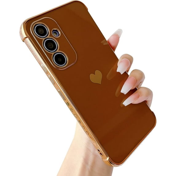 Galaxy A54 5g Case, for Samsung Galaxy A54 Case Women Girls Cute Design Soft Silicone Camera Protection Protective Lovely Heart Phone Case for Galaxy A54 5g Brown