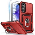 thumbnail image 1 of for Galaxy A55 5G Case, Samsung A55 5G Case with Camera Cover & 360° Kickstand Ring with Tempered Glass Screen Protector, Military Grade Shockproof Protective for A55 5G Phone Case Red, 1 of 14