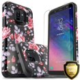thumbnail image 1 of Galaxy A6 Case, With [Tempered Glass Screen Protector], Heavy Duty Drop Protection Impact Advanced Rugged Protective Slim Fit Phone Cover-Pink Rose, 1 of 2