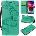 thumbnail image 1 of Galaxy A70 Wallet Case, Dteck Embossed Butterfly Flip PU Leather Folio Case Cover with Hand Strap [Magnetic Closure][Built-in Card Slots] For Samsung Galaxy A70, Green Butterfly, 1 of 1