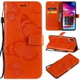 thumbnail image 1 of Galaxy A70 Wallet Case, Dteck Embossed Butterfly Flip PU Leather Folio Case Cover with Hand Strap [Magnetic Closure][Built-in Card Slots] For Samsung Galaxy A70, Orange Butterfly, 1 of 1