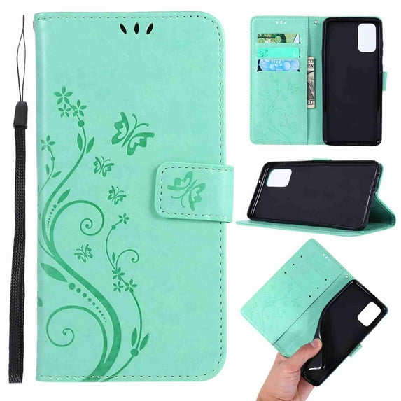 Galaxy A71 (4G) Case, Dteck Folio Flip PU Leather Butterfly Flower Patterned Slim Fit Full Protective Kickstand Cards Cash Holder Wallet Case Cover for Samsung Galaxy A71 (4G), green