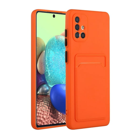 Galaxy A71 4G Case, Slim Soft Fit Shockproof Protection Case Dropproof Non-Slip Silicone Case with Card Slots Soft TPU Bumper Phone Wallet Case for Samsung Galaxy A71 4G, Orange