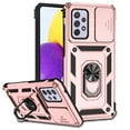 thumbnail image 1 of Galaxy A72 5G Kickstand Armor Case with Slide Camera Lens Protection Cover Built-in 360° Rotate Ring Holder Stand Magnetic Military Shockproof Phone Cover Case for Samsung Galaxy A72 5G,
Rosegold, 1 of 8