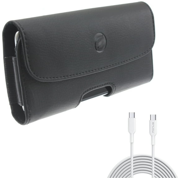 For Galaxy A73 /A23 /A14 /A13 - 10ft Long Type-C Cable w Case Belt Clip, Fast Charger Cord PD Power, Leather Holster Cover for Samsung Galaxy A73 /A23 /A14 /A13 5G