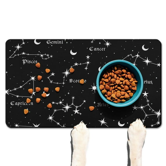 Galaxy Aesthetic Dog Feeding Mat, Nebula Cosmic Pet Food Mat, Waterproof Non-Slip Bowl Pad, Eco-Friendly & Soft
