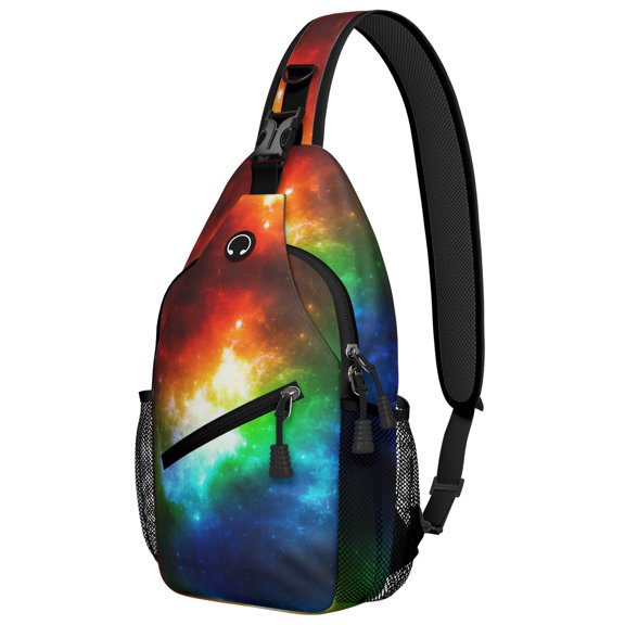 Galaxy Aesthetic Sling Backpack, Moon and Stars Design, Star Constellation Crossbody Bag for Space and Galaxy Enthusiasts