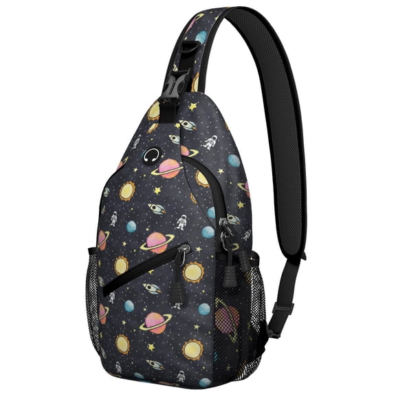 Galaxy Aesthetic Sling Backpack, Moon and Sun Design, Star Constellation Crossbody Bag for Space and Galaxy Enthusiasts