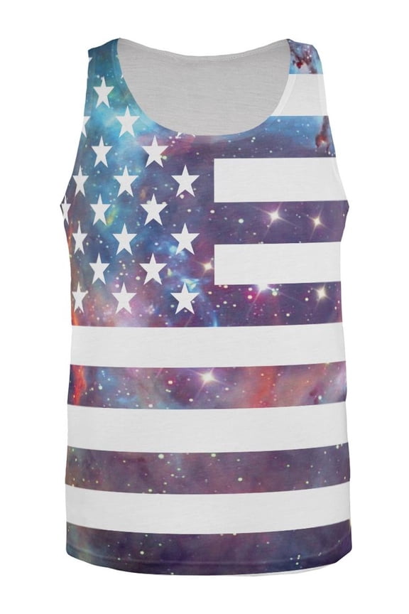 Galaxy American Flag All Over Adult Tank Top