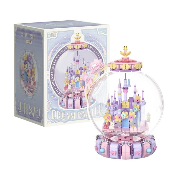 Galaxy Amusement Park Rotating Castle Building Blocks Set, Dreamy Fantasy Castle DIY Assembly Decorative Display, Creative Birthday Gift for Women & Girls