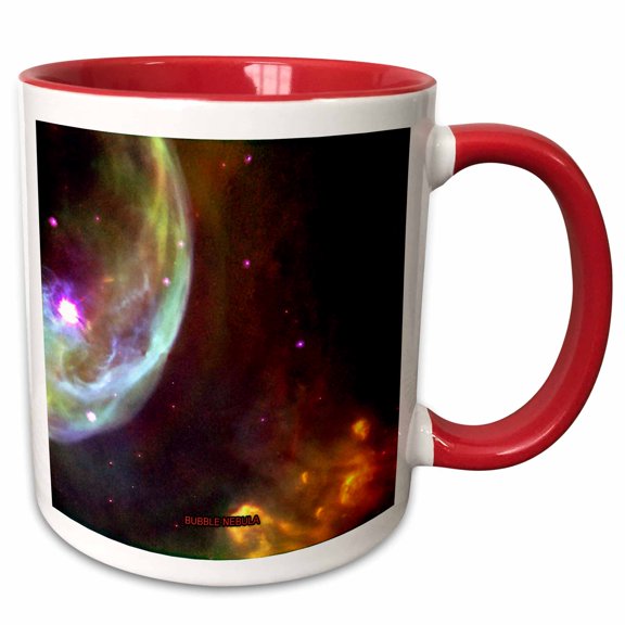 3drose, Galaxy and Nebula - Bubble Nebula, 15oz Two-tone Red Mug