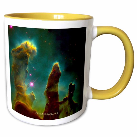 3drose, Galaxy and Nebula - Eagle Nebula Pillars, 15oz Two-tone Yellow Mug