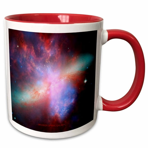 3drose, Galaxy and Nebula - Messier Spiral Galaxy, 15oz Two-tone Red Mug