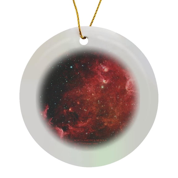 3drose, Galaxy and Nebula - North America Nebula Infrared View, Circle Porcelain Ornament