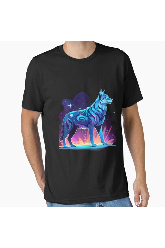 Galaxy Animal Fusion Cosmic Wolf Celestial Pattern Design Unisex T-Shirt, up to size 5XL