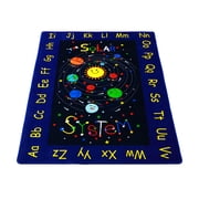 Galaxy Area Rug Educational Solar System Alphabet ABC Carpet for Kids Non Slip Ultra Soft Washable Playroom Bedroom Nursery 8x10ft