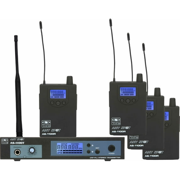 Galaxy Audio AS-1100-4 Band Pack Wireless In Ear Monitor System Lcd Display New