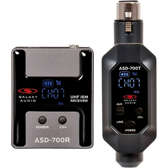 Galaxy Audio ASD-700 Digital 15 Channel UHF Plug & Play Wireless In-Ear Monitor System with EB5 Earbuds Frequency CODE B5 550-569 MHz Frequency CODE B6 571-585 MHz
