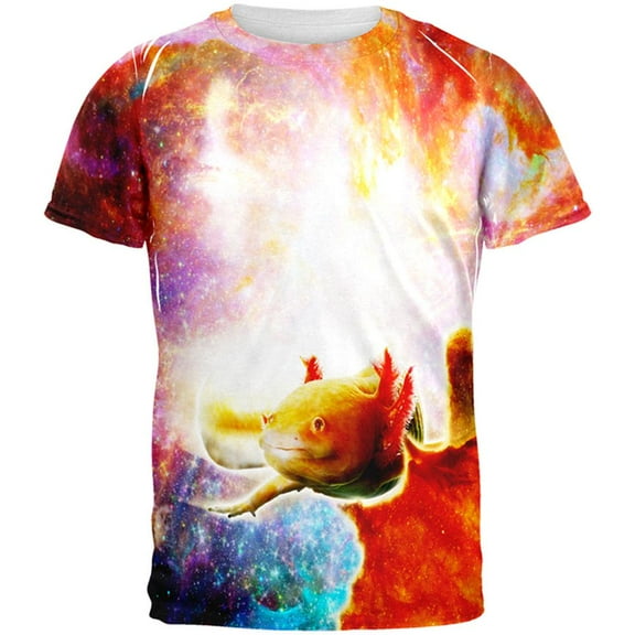 Galaxy Axolotl Mexican Salamander All Over Adult T-Shirt - Small