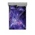 thumbnail image 1 of Galaxy Bedding Set with Sheet & Covers, Futuristic Starry Sky Galaxy Illustraiton Pattern Universe Outer Space, Printed Bedroom Decor 2 Shams, 4 Sizes, Purple Black, by Ambesonne, 1 of 3