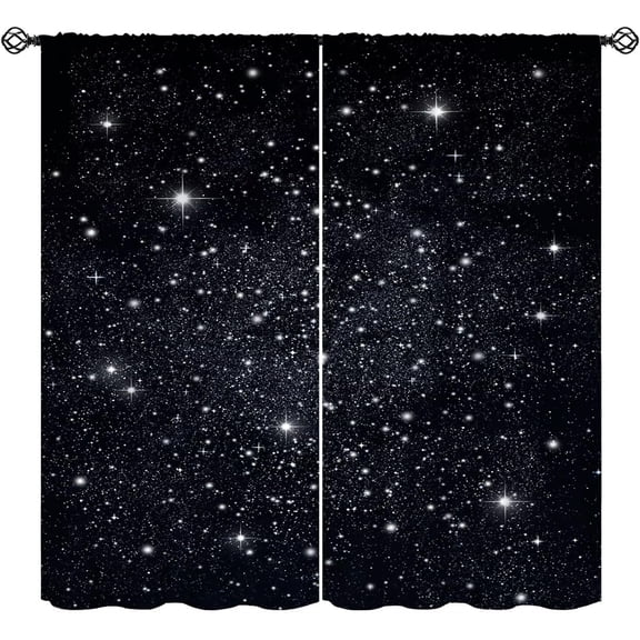Galaxy Blackout Curtains Night Starry Sky Stars Fantasy Galaxy Universe Art Print for Kids Girls Boys Bedroom Living Room Rod Pocket Decoration Window Drapes 2 Panels W42xL54in