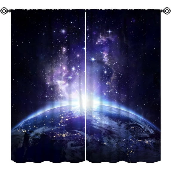 Galaxy Blackout Curtains Outer Space Universe Fantasy Nebula Purple for Kids Girls Boys Bedroom Living Room Rod Pocket Decoration Window Drapes 2 Panels W42xL84in