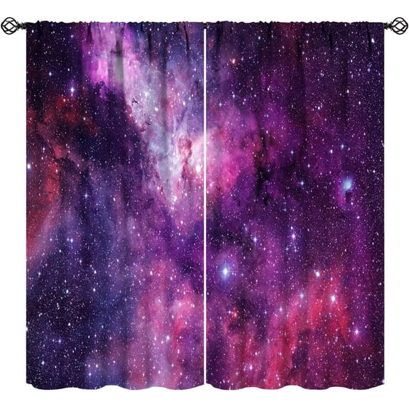 Galaxy Blackout Curtains Romantic Dreamy Purple Universe Nebula Starry Sky for Kids Girls Boys Bedroom Living Room Rod Pocket Decoration Window Drapes 2 Panels W42xL54in