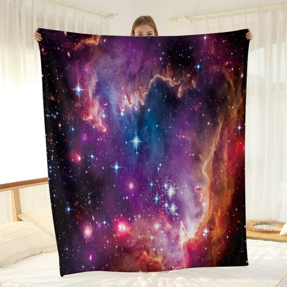 Galaxy Blanket Kids Boys Gifts- Outer Space Universe Stars Throw Blanket for Teens Teenagers Girls Men Fantasy Purple Starry Sky Decor Soft Cozy Warm Plush Throw Birthday 50"x60"