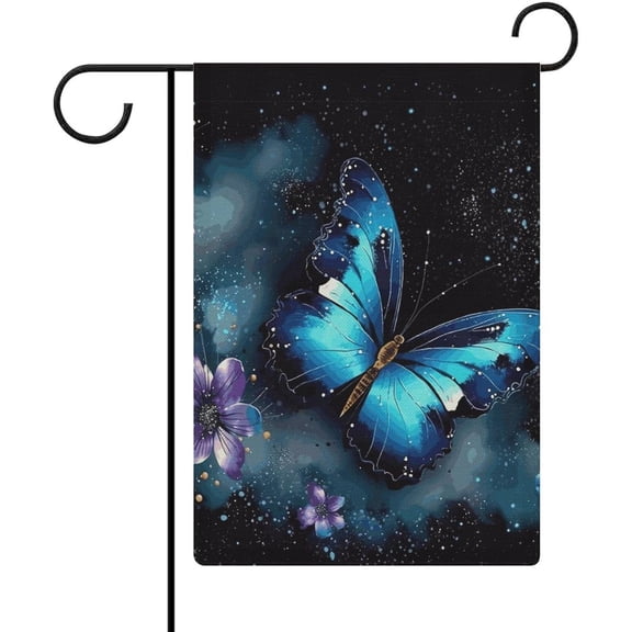 Galaxy Blue Butterfly Garden Flags 12x18 Inch Double Sided Outside Yard Flags Small Burlap Welcome Holiday Seasonal Farmhouse Decoration House Garden Flag for Outside Personalized Outdoor Flag